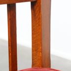 Set Van 4 Art Nouveau/ Jugendstil Design Schuitema Eetkamerstoelen Met Rode Stoffen Bekleding thumbnail 21