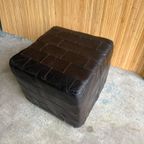 Mid-Century Leather Patchwork Ottoman thumbnail 3