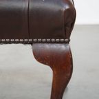 Sierlijke, Donkerbruine Rundleren Chesterfield Hocker thumbnail 9