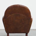 Karaktervolle En Tijdloze Rundleren Design Fauteuil/ Armchair Met Mooie Ronde Vormen En Siernagel thumbnail 6