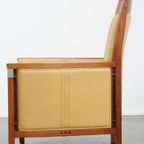Prachtige Art Deco Schuitema Design Fauteuil In Geel Leer Met Een Hoge Rug Uit De Decoforma Serie thumbnail 6