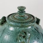 Vintage Pottery With Triple Handled Lidded Urn thumbnail 3