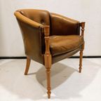 Charming Brown Leather Club Chair, Studded And Hand-Dyed, Fully Restored thumbnail 8