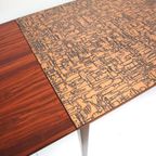Unieke Vintage Brutalist Uitschuifbare Eettafel Met Koperen Blad thumbnail 8