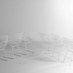 Vintage Mid-Century Set Van 7 Witte Harry Bertoia Eetkamerstoelen thumbnail 6