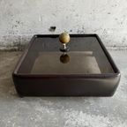 Coffee Table With Leather & On Wheels thumbnail 2