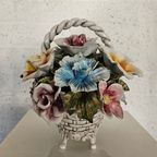 Bassano Ceramics Basket With Flowers, Italy 1950s thumbnail 27