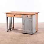 Vintage Bureau Hout | Oud Bureau | Houten Bureau Grijs thumbnail 6