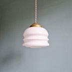 Art Deco Hanglamp In Wit Opaline Glas, 1920-30 thumbnail 2