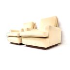 Set Van 2 Vintage Fauteuils Met Creme Fluwelen Bekleding Gemaakt In De Jaren 70 thumbnail 3
