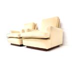 Set Van 2 Vintage Fauteuils Met Creme Fluwelen Bekleding Gemaakt In De Jaren 70 thumbnail 3