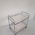 Franse Vintage Trolley Barcart Formica Chroom Bauhaus. thumbnail 6