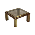 Salontafel Glas Fedam Hollywood Regency Metaal Messing Gerookt Glas 69X69Cm thumbnail 5