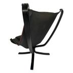 Sigurd Ressel - Falcon Chair (High Back Model) - Vatne Møbler - Black Leather Upholstery With Red thumbnail 4