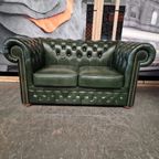 Chesterfield Brighton Antiek Groen – 1+2+3-zits Bankset Met Salontafel thumbnail 6