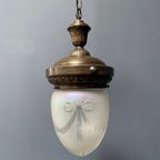 Antieke Hanglamp Met Matglazen Geslepen Glas thumbnail 3