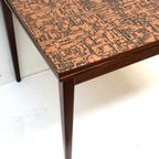 Unieke Vintage Brutalist Uitschuifbare Eettafel Met Koperen Blad thumbnail 4