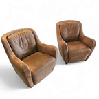 2 X Natuzzi Lounge Chairs / Leather / 1980s thumbnail 9