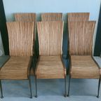 Rattan Vintage Eetkamerstoelen Unieke Set Van 6 thumbnail 14