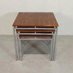 Set Van 3 Vintage Mid Century Mimiset Bijzettafels thumbnail 4