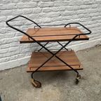 Vintage Serveerwagen, Barcart Zwartstaal Houtlook thumbnail 5