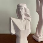 Setvan 2: Lindsey B Stijl Jaren 80 Modernistische Figuur Van Vrouw / Dame In Roze Keramiek thumbnail 3