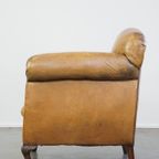 Unieke Antieke Fauteuil Gemaakt Van Schapenleer Met Mooie, Sierlijke Pootjes thumbnail 6