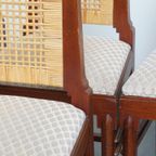 Mooie Set Van 4 Houten Art Deco Design Eetkamerstoelen Met Een Rieten Zitting En Rugleuning thumbnail 16