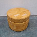 Vintage Poef Voetenbank Camel Leren Opbergbox Retro Poef thumbnail 7