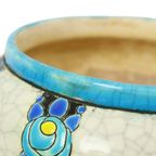 Polychrome Bloempot Vaas Catteau Boch Keramis Art Deco Ca. 1922 thumbnail 11