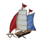 Vintage Glas In Lood Zeilboot thumbnail 3