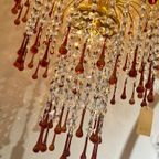 Xxl Murano Teardrop Kroonluchter Hanglamp Vintage Goud Frame thumbnail 5