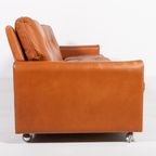 1960’S Vintage Danish Modern Cognac Leather Sofa thumbnail 7