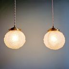Paar Art Deco Kroonluchters In Gesatineerd Glas, 1920-30 thumbnail 4
