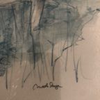 Mads Stage Vintage Originele Aquarel Tekening Hert thumbnail 6
