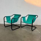 Tweetal Vintage Deense Fauteuils, Xcol, Zwart Staal Met Groene Stof, 1980’s thumbnail 21