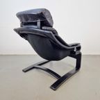 Vintage Fauteuil Skipper Mobler Apollo Deens Zwart Leer '70 thumbnail 10