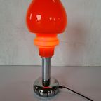 Italiaanse Design Tafel Lamp Chroom En Glas Rood Vintage. thumbnail 2