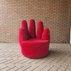 90's Vintage Fauteuil Rode Handstoel Retro Fauteuil thumbnail 6