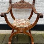 Antieke Stoel - Dagobertstoel Met Mooie Details En Kussentje thumbnail 3