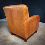 2 Sets Van 2 Vintage Cognac Leren Club-Fauteuils thumbnail 8