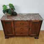 Vintage Antiek Dressoir, Tv Meubel Ladekast Met Marmer Blad thumbnail 3