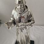 Italian Padre Pio Sculpture Silver Plated Argenti 925 Rare thumbnail 2