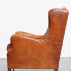Karaktervolle Schapenleren Oorfauteuil/ Armchair Met Een Tijdloos Design En Zwarte Biezen thumbnail 5
