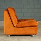 Midcentury Modulaire Zithoek/zitgroep – Velours Oranje – Jaren 70 thumbnail 6