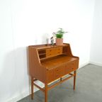 Zweeds Teak Secretaire Met Lades En Uitschuifbaar Blad, Bureau thumbnail 9