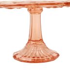 Art Deco Roze Rosaline Taartschotel Gebak Schaal Depression Glass thumbnail 7