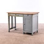 Vintage Bureau Hout | Oud Bureau | Houten Bureau Grijs thumbnail 6