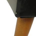 Vintage Zwarte Poef Conische Pootjes Chesterfield Stijl Skai thumbnail 8