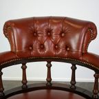 Grote Bruin Lederen Chesterfield Bureaustoel Met Mooie Details thumbnail 11